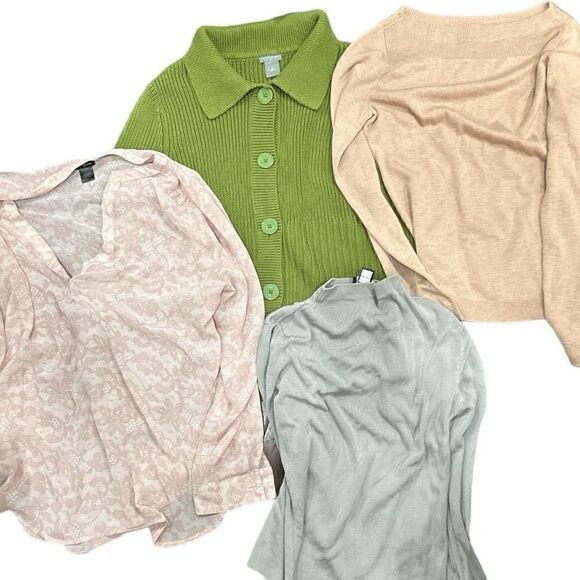 Lot of 4x ANN TAYLOR Sweaters Knit Pullover Blouse Cardigan with Pockets Size Me - Picture 1 of 5
